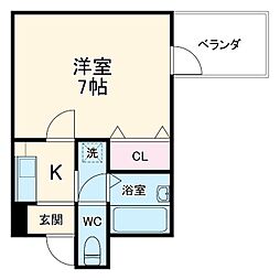 メゾン・ド・ソレイユ 3階1Kの間取り