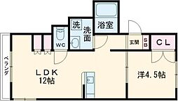 都営新宿線 篠崎駅 徒歩22分の賃貸アパート 2階1LDKの間取り