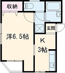 カロス瑞江 2階1Kの間取り