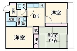 JR総武線 津田沼駅 徒歩13分の賃貸マンション 3階3DKの間取り