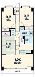 名古屋市営東山線 藤が丘駅 バス7分 庄中向下車 徒歩3分の賃貸マンション 2階3LDKの間取り