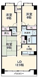 名古屋市営東山線 藤が丘駅 バス7分 庄中向下車 徒歩3分の賃貸マンション 4階3LDKの間取り