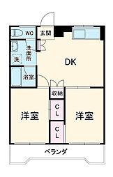 ＣＡＳＡＮＯＡＨ名東 1階2DKの間取り