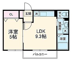 サニーコート8 1階1LDKの間取り