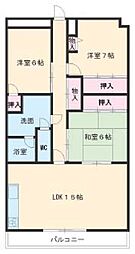 名古屋市営東山線 藤が丘駅 徒歩20分の賃貸マンション 4階3LDKの間取り