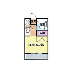 神作シティー 1階1Kの間取り