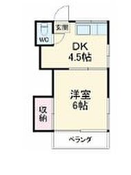 JR南武線 武蔵中原駅 徒歩5分の賃貸アパート 2階1DKの間取り