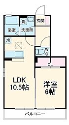 ソレイユ 1階1LDKの間取り