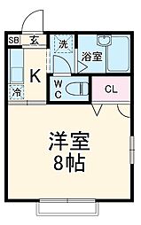 JR総武線 津田沼駅 徒歩17分の賃貸アパート 1階1Kの間取り