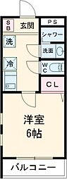 ウイングウエスト 3階1Kの間取り
