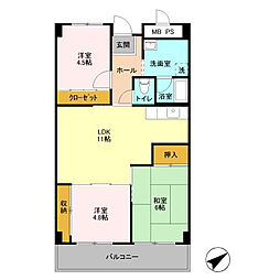 JR総武線 幕張本郷駅 徒歩3分の賃貸マンション 3階3LDKの間取り