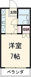 ワンルームフジミ 1階1Kの間取り