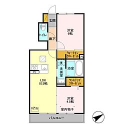JR総武線 津田沼駅 徒歩20分の賃貸アパート 1階2LDKの間取り