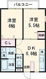 京王井の頭線 久我山駅 徒歩8分の賃貸アパート 1階2DKの間取り