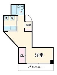大久保ビル 4階ワンルームの間取り