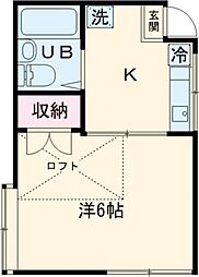 サンケイハイツ篠崎 2階1Kの間取り