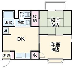 マーキュリーハウス 101 1階2DKの間取り