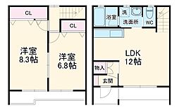 アプトルーナ高嶺 1階2LDKの間取り