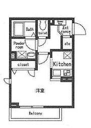 クレール浦安 2階ワンルームの間取り