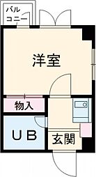 JR中央線 三鷹駅 徒歩12分の賃貸マンション 4階ワンルームの間取り