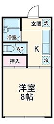 コート藤崎 1階1Kの間取り