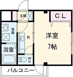 フェリーチェ 2階1Kの間取り