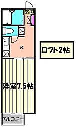 スターロッジ　2号館 2階1Kの間取り