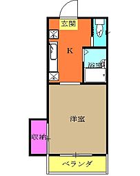 永和第5ビル 3階1Kの間取り
