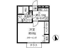 JR中央線 三鷹駅 徒歩10分の賃貸アパート 1階1Kの間取り