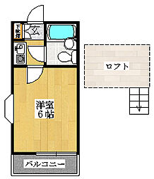 JR総武線 津田沼駅 徒歩8分の賃貸アパート 2階1Kの間取り