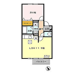 ユウ・カサグランデ 1階1LDKの間取り