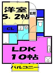 ルミエール 1階1LDKの間取り
