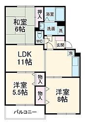東急田園都市線 溝の口駅 バス18分 子母口住宅前下車 徒歩2分の賃貸マンション 2階3LDKの間取り