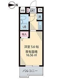 東急東横線 新丸子駅 徒歩7分の賃貸マンション 3階ワンルームの間取り