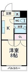 京成本線 京成大久保駅 徒歩4分の賃貸マンション 3階1Kの間取り