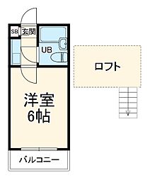 JR総武線 津田沼駅 徒歩13分の賃貸アパート 2階1Kの間取り