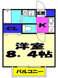 ＢＯＳＳI 1階1Kの間取り