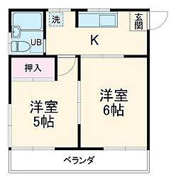 アップル 2階2Kの間取り