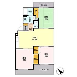 ボワ・クレールA 3LDKの間取図画像