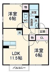 京成本線 京成津田沼駅 徒歩12分の賃貸アパート 2階2LDKの間取り