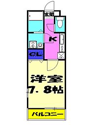リブリ・津田沼 2階1Kの間取り