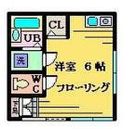 サウスゲート金子 1階ワンルームの間取り