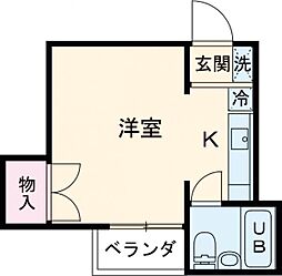 井草ハイツ 102 1階ワンルームの間取り