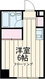 JR中央線 三鷹駅 徒歩12分の賃貸マンション 2階ワンルームの間取り