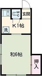 睦荘 2階1Kの間取り