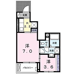 ピボット2 1Kの間取図画像