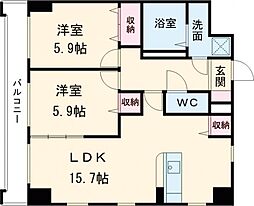 ソレイユ御蔵町 4階2LDKの間取り