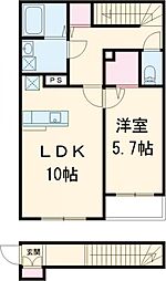 エルスタンザ下石神井 2階1LDKの間取り