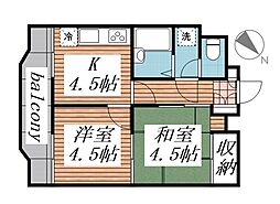 ラ・レジダンス・ド・アドラーブル 2DKの間取図画像