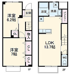 Ｆｏｕｒ　Ｌｅａｆ　Ｃｌｏｖｅｒ 1階2LDKの間取り